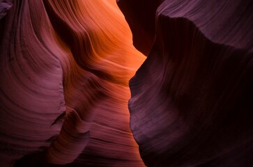 Colors of the beautiful Antelope Canyon on the Navajo reservation outside of Page, Arizona