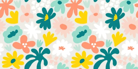 Crédence en verre imprimé Abstract seamless pattern with cute hand drawn meadow flowers. Fashion stylish natural background.
