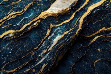 Obraz na płótnie Canvas Abstract background marble, Marble cut natural stone with gold and blue. 3D illustration.