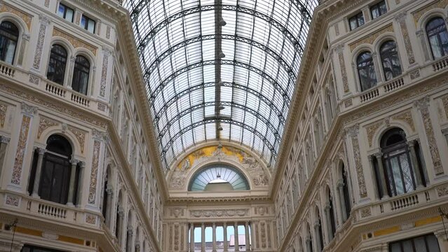 Galleria Umberto I shopping gallery in Naples, Italy.