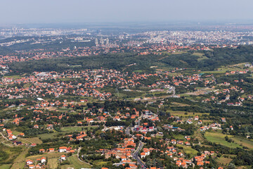 Landscape from Avala Tower near city of Belgrade, Serbia