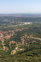 Landscape from Avala Tower near city of Belgrade, Serbia