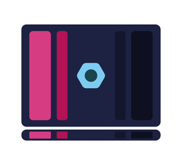 Laptop icon from the back in trendy colors on a white background. Computer, Information Technology, PC, Vector Flat Illustration.