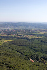 Landscape from Avala Tower near city of Belgrade, Serbia