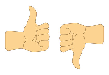 Like and Dislike Vector Flat Icons. Thumbs Up and Down Hand Sign. Design Elements for Smm, Ad, Marketing, Ui, Ux, App and More. Thumbs up and Thumbs Down Circle Emblems. Premium, Best, Illustration.