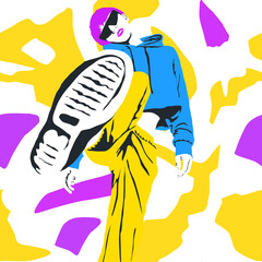 Fashion minimal illustration. Stylish urban girl