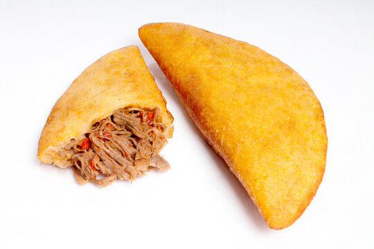 Fritish empanada stuffed with meat. Traditional food in Venezuela and Colombia
