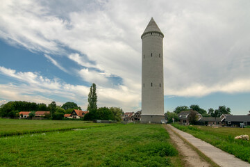 striking water tower in the village of de Meije near the Nieuwkoopse Plassen near Bodegraven, South Holland. This tower is also called Pietje Potlood