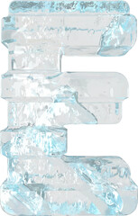 Ice 3d symbol with thick horizontal straps. letter e