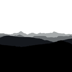 Silhouette of mountains. Landscape vector illustration