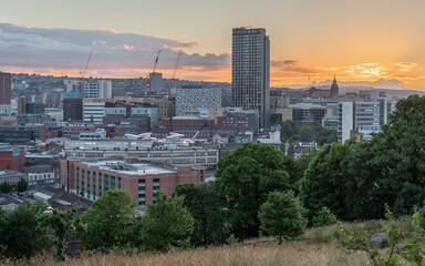 Sheffield cityscape at dusk