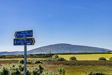 Obraz premium The International Appalachian Trail, IAT/SIA, Causeway Coast section hike, Ulster Way, County Antrim, Northern Ireland, Ballycastle to Portstewart