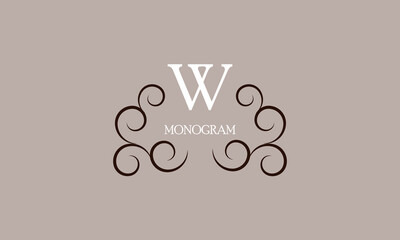 Elegant monogram design template for the letter W. Calligraphic exquisite ornament. Business sign, identity monogram for restaurant, boutique, cafe, etc