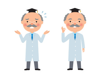 博士の悩み＆解決ポーズ