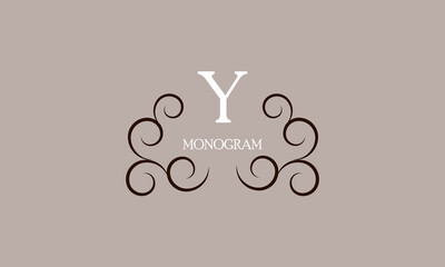 Elegant monogram design template for the letter Y. Calligraphic exquisite ornament. Business sign, identity monogram for restaurant, boutique, cafe, etc