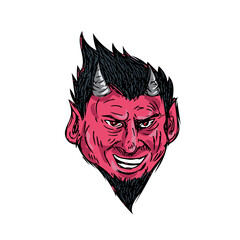 Demon Horns Goatee Head Drawing
