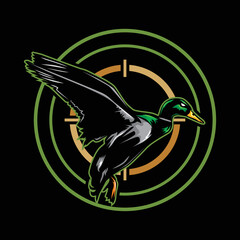 Duck hunting vector logo illustration