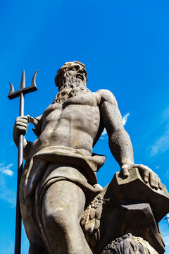 Neptune Statue At Børsen In Copenhagen, Denmark, Europe