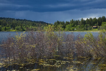 Beautiful clouds above 108 Mile Lake in British Columbia,Canada,North America
