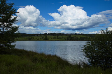 Beautiful clouds above 108 Mile Lake in British Columbia,Canada,North America
