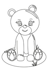 Coloring the outline of a cartoon cute little teddy