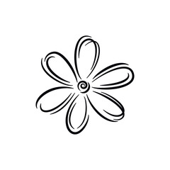 Vector flower. Black outline icon isolated on white background