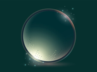 Science and technology abstract graphic background and texture, sphere planet circle, green tones, on dark background