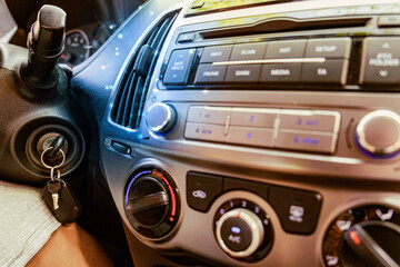 Car air conditioner. Vehicle vent interior for cold automobile cool. Auto climate condition. Ac...