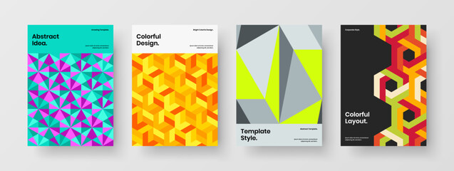 Naklejka premium Simple geometric hexagons postcard concept bundle. Isolated placard vector design illustration composition.