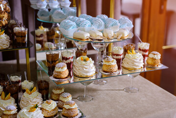 Delicious sweets on candy bar.  