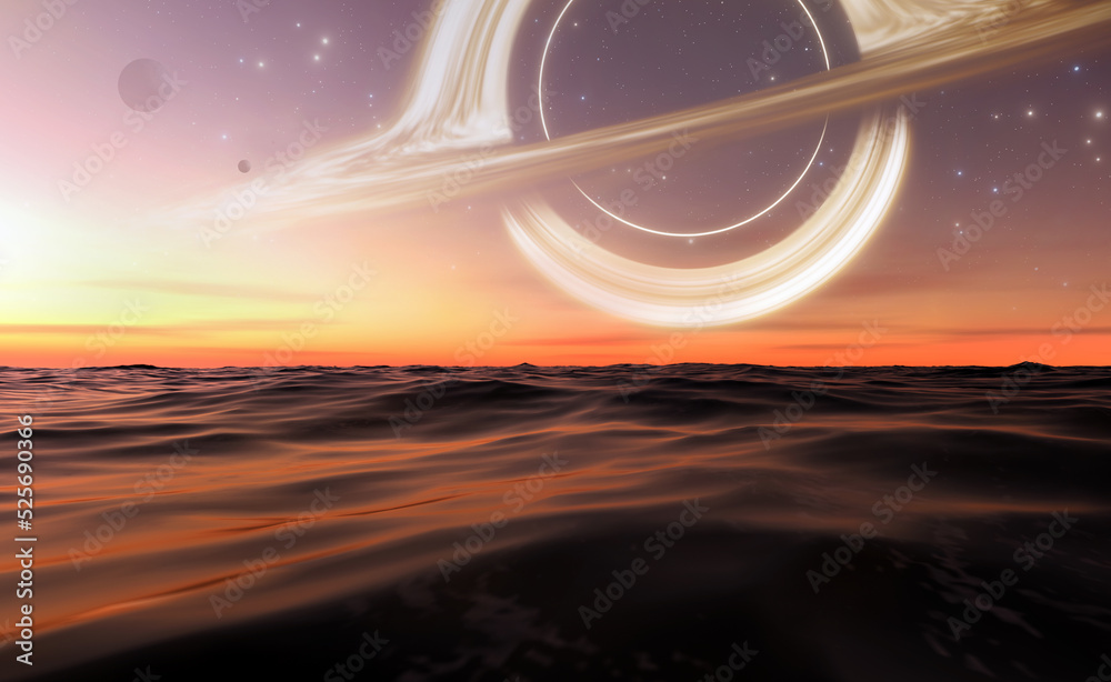 Wall mural black hole and stars and cloud fields in outer space.