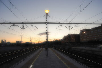 railway in the evening