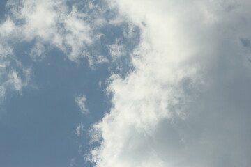 Summer blue sky cloud gradient light white background. The beauty is clear cloudy in the sun calm bright winter air background. Gloomy bright blue landscape in the environment daytime horizon view of 