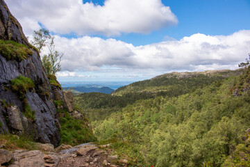 Landscape while hiking at Prekestolen (Preikestolen) in Rogaland in Norway (Norwegen, Norge or Noreg)