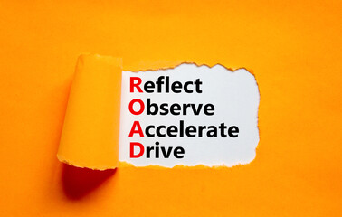 ROAD reflect observe accelerate drive symbol. Concept words ROAD reflect observe accelerate drive...