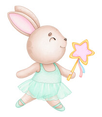 Cute hare ballerina girls clipart