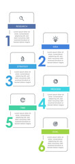 Vertical infographic design with icons and 6 options or steps. Thin line. Infographics business concept. Can be used for info graphics, flow charts, presentations, mobile web sites, printed materials.