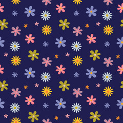 Fototapeta na wymiar teenage seamless 70s retro floral pattern hippie