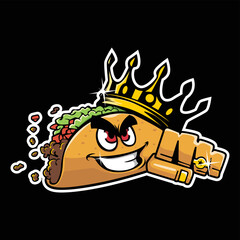 Tacos king vector character illustration