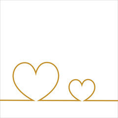 One line Two Heart sketch vector illustration. Love. Valentine's day card. Simple minimalist Romantic wedding invitation. 