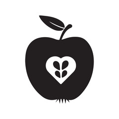 Healthy fresh fruit apple icon | Black Vector illustration |