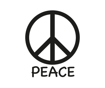 Peace Symbol in schwarz,
Vektor Illustration isoliert auf weißem Hintergrund
