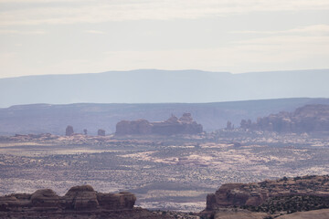 American Landscape in the Desert with Red Rock Mountain Formations. Utah, United States of America.