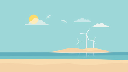 Fototapeta na wymiar Wind turbines, wind energy at sea, wind power