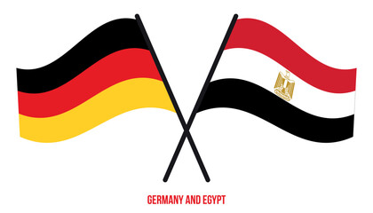 Germany and Egypt Flags Crossed And Waving Flat Style. Official Proportion. Correct Colors.