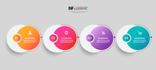 Four steps business infographics template vector.	
