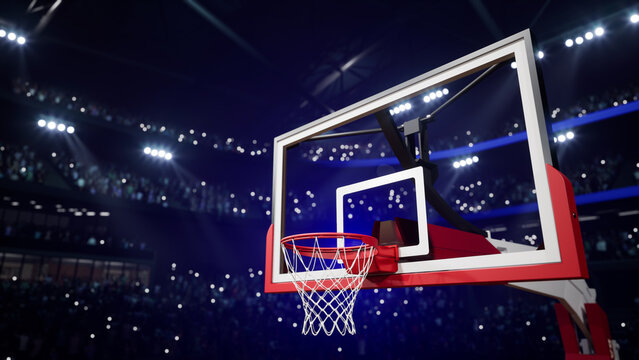 Basketball Arena with people crowds 3d render High quality 4k photo