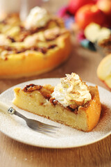 Obraz na płótnie Canvas Apple pie with walnuts - typical autumn dish