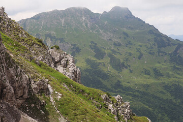 Panorama of Alps opening from Fellhorn peak, Bavaria, Germany
