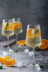 Glasses with traditional Hungarian drink spritz - mix of wine and mineral water